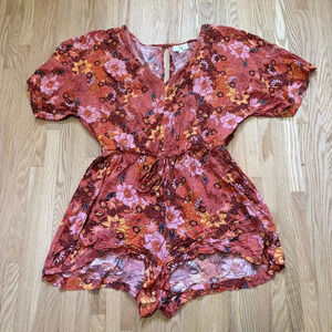 Ivy | Cute V-Neck Floral Shorts  Romper Jumper with Drawstring Waist